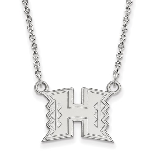 University of Hawaii Small H Necklace 10k White Gold