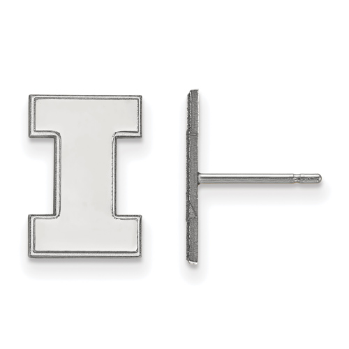 Sterling Silver University of Illinois Block I Small Post Earrings