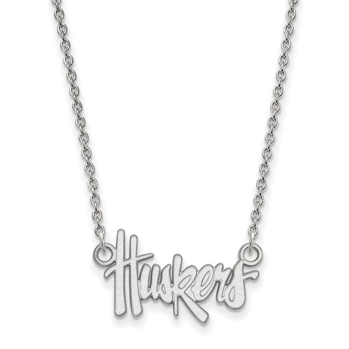 University of Nebraska Huskers Necklace Small 10k White Gold