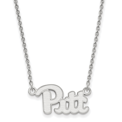 14k White Gold 1/2in Pitt Pendant with 18in Chain