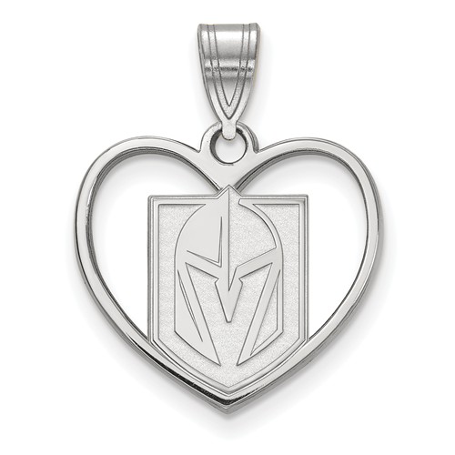 Vegas Golden Knights Heart Pendant 5/8in Sterling Silver