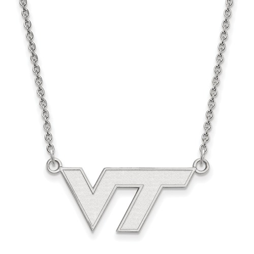 14k White Gold Virginia Tech VT Small Necklace
