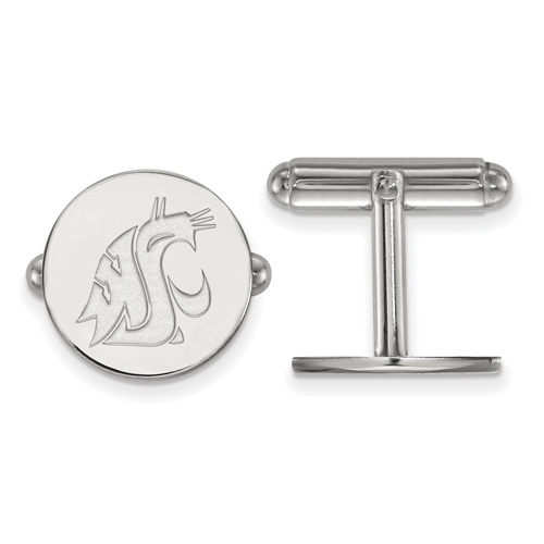 Sterling Silver Washington State University Round Logo Cuff Links