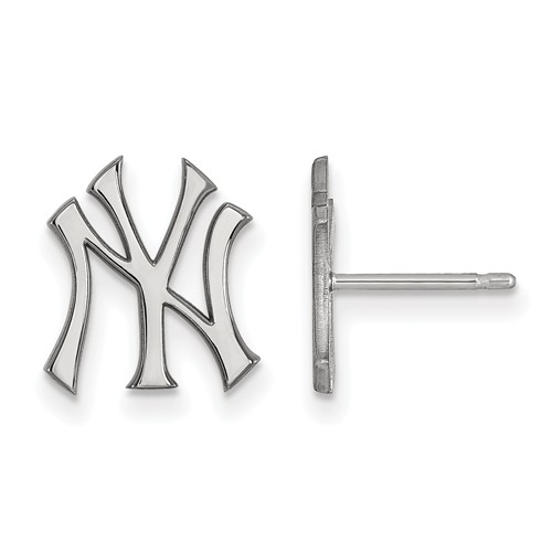 14kt White Gold New York Yankees Small Post Earrings