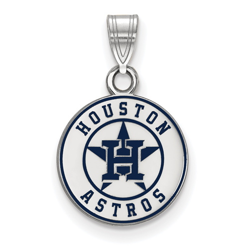 Sterling Silver 1/2in Houston Astros Round Enamel Pendant