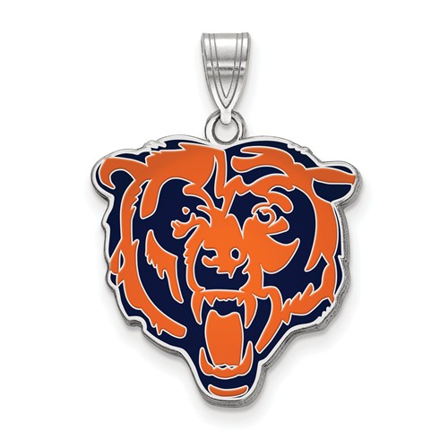 Chicago Bears Enamel Pendant 5/8in Sterling Silver