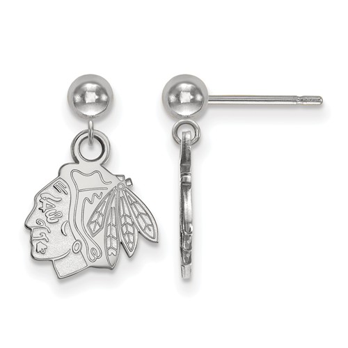 Sterling Silver Chicago Blackhawks Dangle Ball Earrings