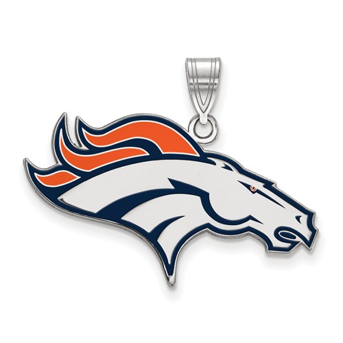 Denver Broncos Enamel Pendant 3/8in Sterling Silver