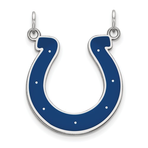 Indianapolis Colts Enamel Pendant 5/8in Sterling Silver