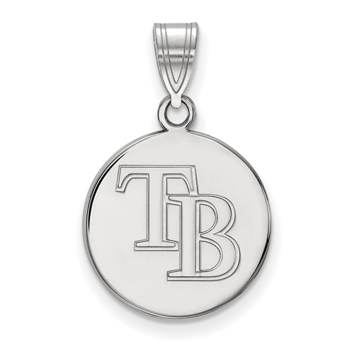 14k White Gold 5/8in Round Tampa Bay Rays Pendant