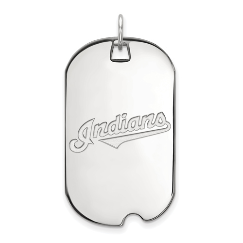 14k White Gold 1 1/2in Cleveland Indians Dog Tag