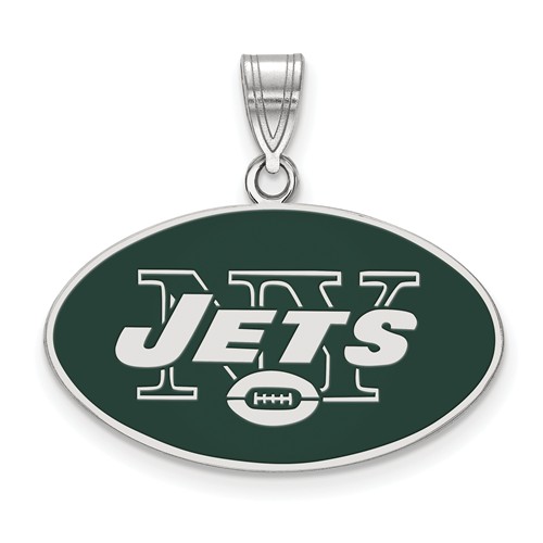 New York Jets Small Enamel Pendant Sterling Silver