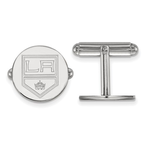 Sterling Silver Round Los Angeles Kings Cuff Links 