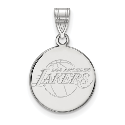14k White Gold 5/8in Round Los Angeles Lakers Pendant