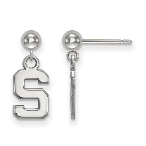 Sterling Silver Michigan State University Logo Dangle Ball Earrings