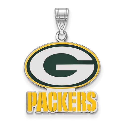 Green Bay Packers Small Enamel Pendant Sterling Silver