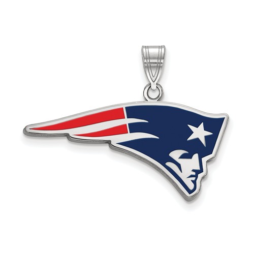 New England Patriots Small Enamel Pendant Sterling Silver