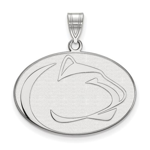 Sterling Silver 3/4in Penn State University Oval Lion Pendant