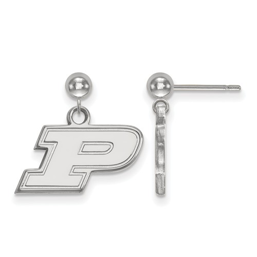 Sterling Silver Purdue University P Dangle Earrings