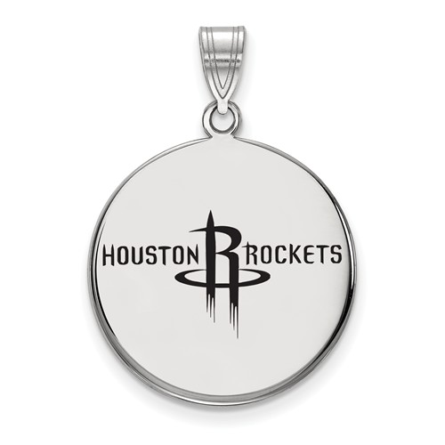 Sterling Silver 3/4in Houston Rockets Enamel Pendant