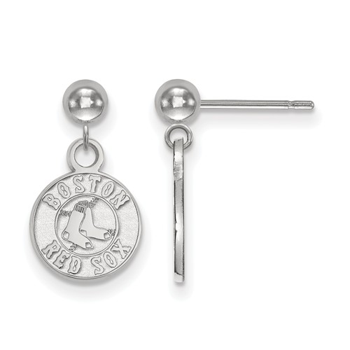 Sterling Silver Boston Red Sox Ball Dangle Earrings