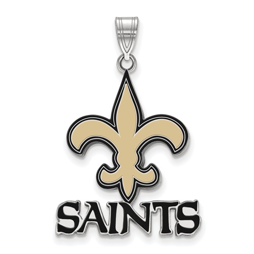 New Orleans Saints Enamel Pendant 3/4in Sterling Silver