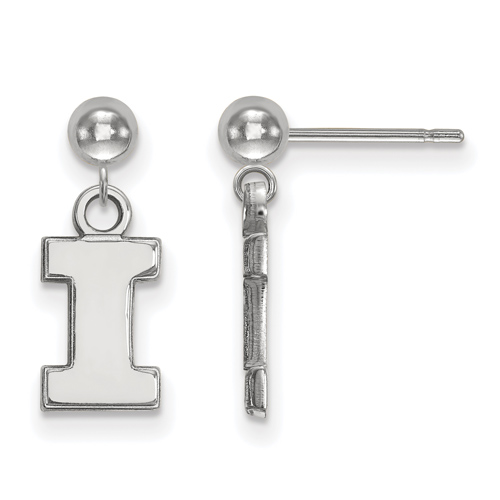 14kt White Gold University of Illinois Logo Dangle Ball Earrings