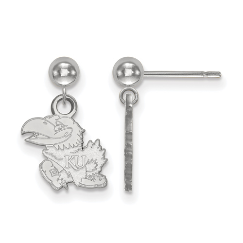 Sterling Silver University of Kansas Dangle Ball Earrings