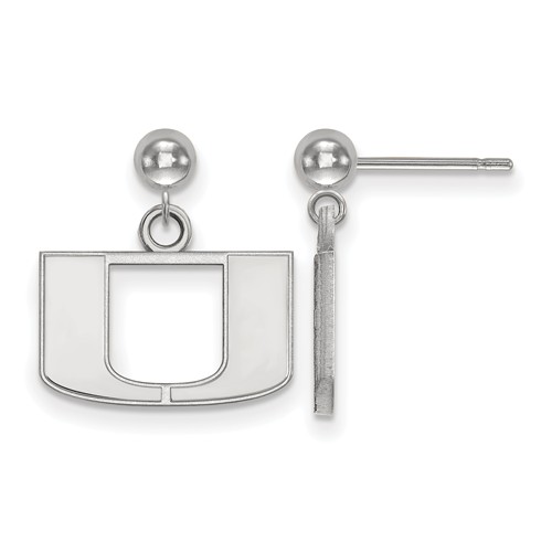 14kt White Gold University of Miami Logo Dangle Ball Earrings