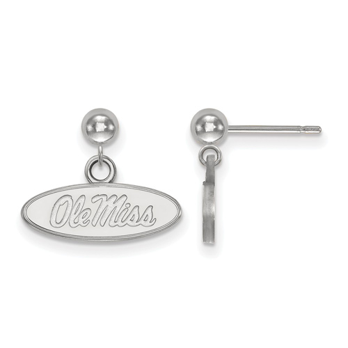 14k White Gold University of Mississippi Dangle Ball Earrings
