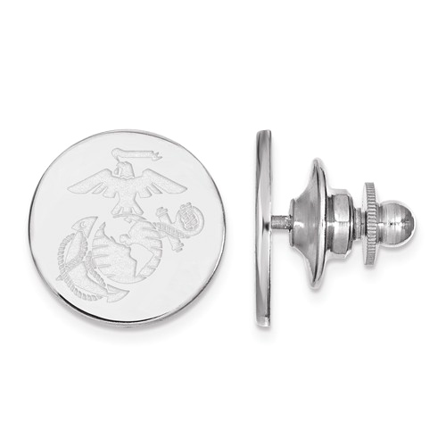 Sterling Silver US Marine Corps Eagle Globe and Anchor Disc Lapel Pin
