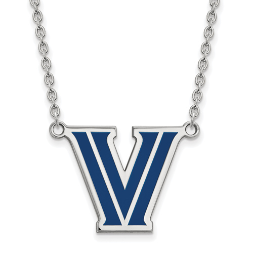Villanova University Round Pendant on 18in Chain Sterling Silver