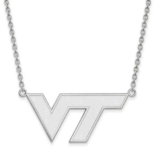 14k White Gold Virginia Tech VT Logo Necklace