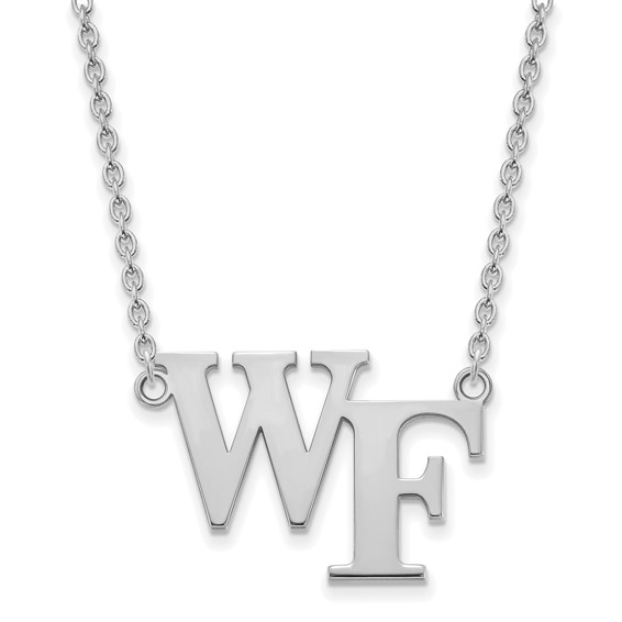 14k White Gold Wake Forest University WF Necklace 3/4in