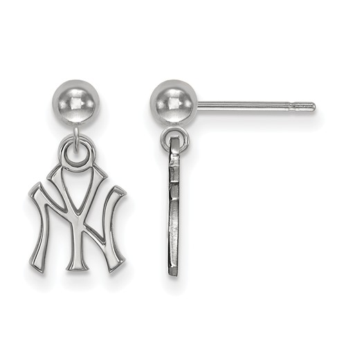 Sterling Silver New York Yankees Ball Dangle Earrings