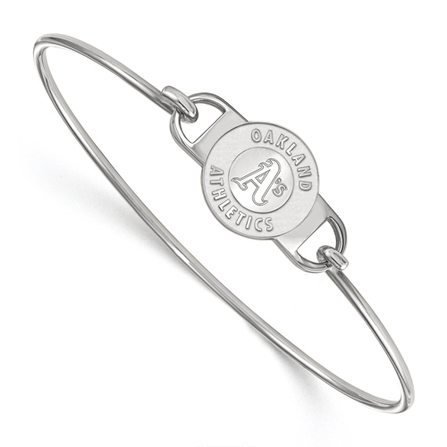 Sterling Silver Oakland A's Wire Bangle Bracelet