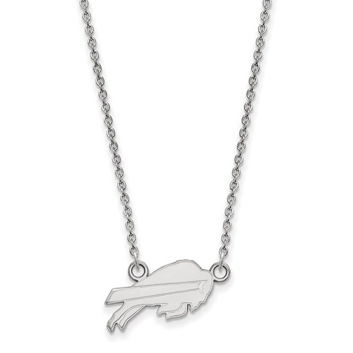 10k White Gold Small Buffalo Bills Pendant with 18in Chain