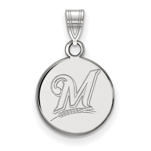 14k White Gold 3/8in Round Milwaukee Brewers Pendant