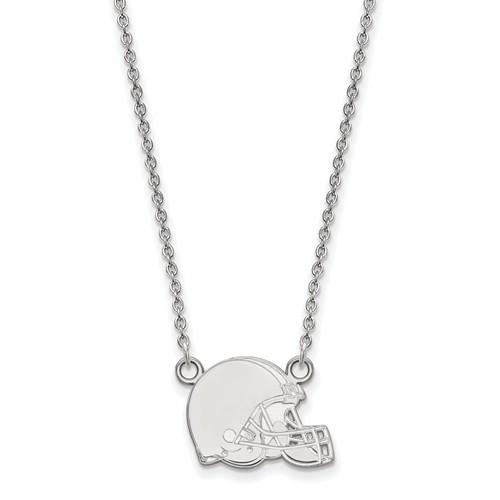 14k White Gold Small Cleveland Browns Pendant with 18in Chain