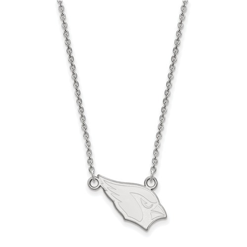 10k White Gold Small Arizona Cardinals Pendant with 18in Chain