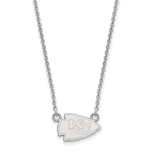 14k White Gold Small Kansas City Chiefs Pendant with 18in Chain