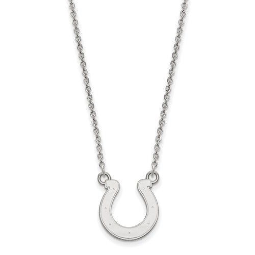 10k White Gold Small Indianapolis Colts Pendant with 18in Chain