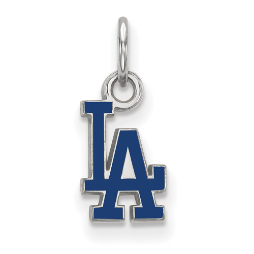 Sterling Silver 3/8in Los Angeles Dodgers LA Enamel Pendant