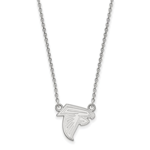 10k White Gold Small Atlanta Falcons Pendant with 18in Chain