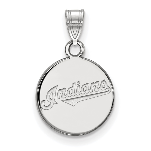 10k White Gold 1/2in Cleveland Indians Round Pendant