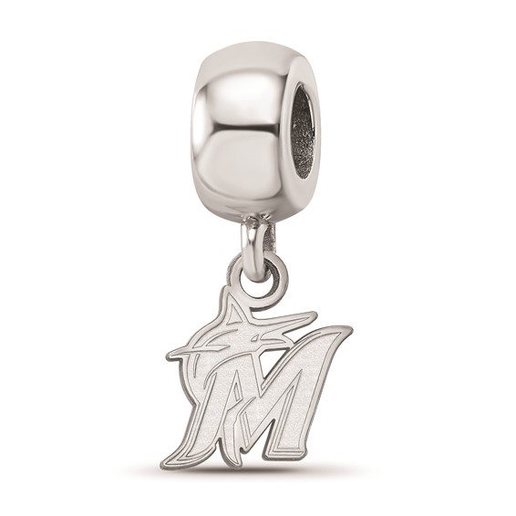 Sterling Silver Miami Marlins Extra Small Dangle Bead