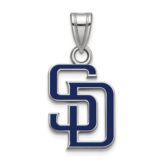 Sterling Silver 1/2in San Diego Padres SD Enamel Pendant