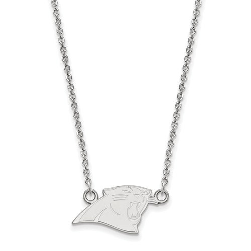 10k White Gold Small Carolina Panthers Pendant with 18in Chain
