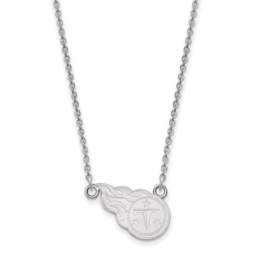14k White Gold Small Tennessee Titans Pendant with 18in Chain