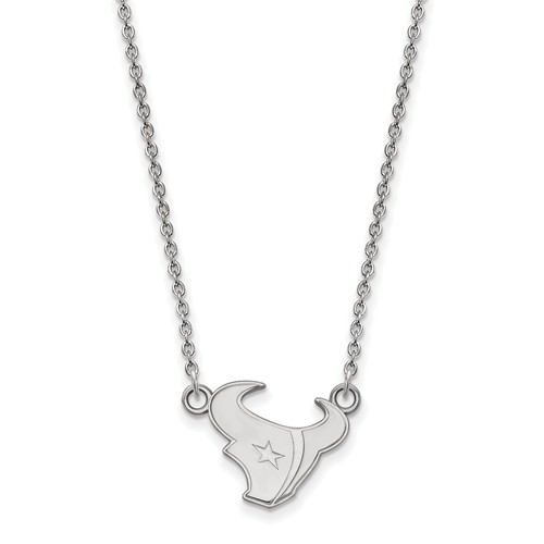 10k White Gold Small Houston Texans Pendant with 18in Chain